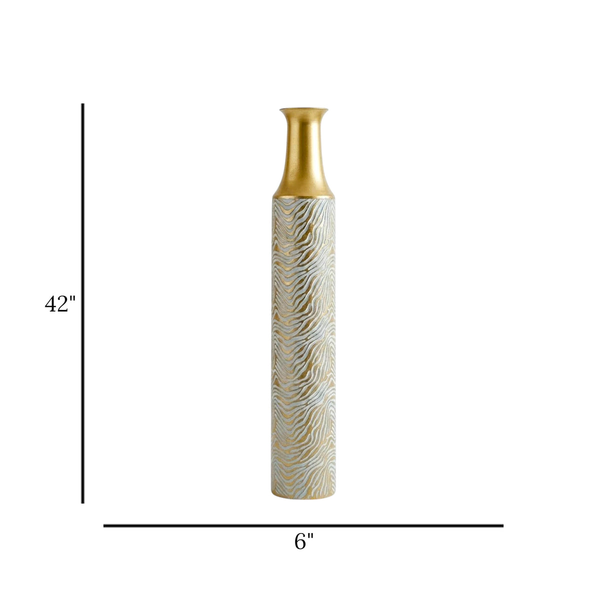 metal floor vase golden & grey large 42"x6" china