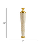 metal floor vase flower white & golden small 32"x7" china