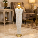 metal floor vase flower white & golden small 32"x7" china