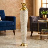 metal floor vase flower  white & golden large 36"x7" china