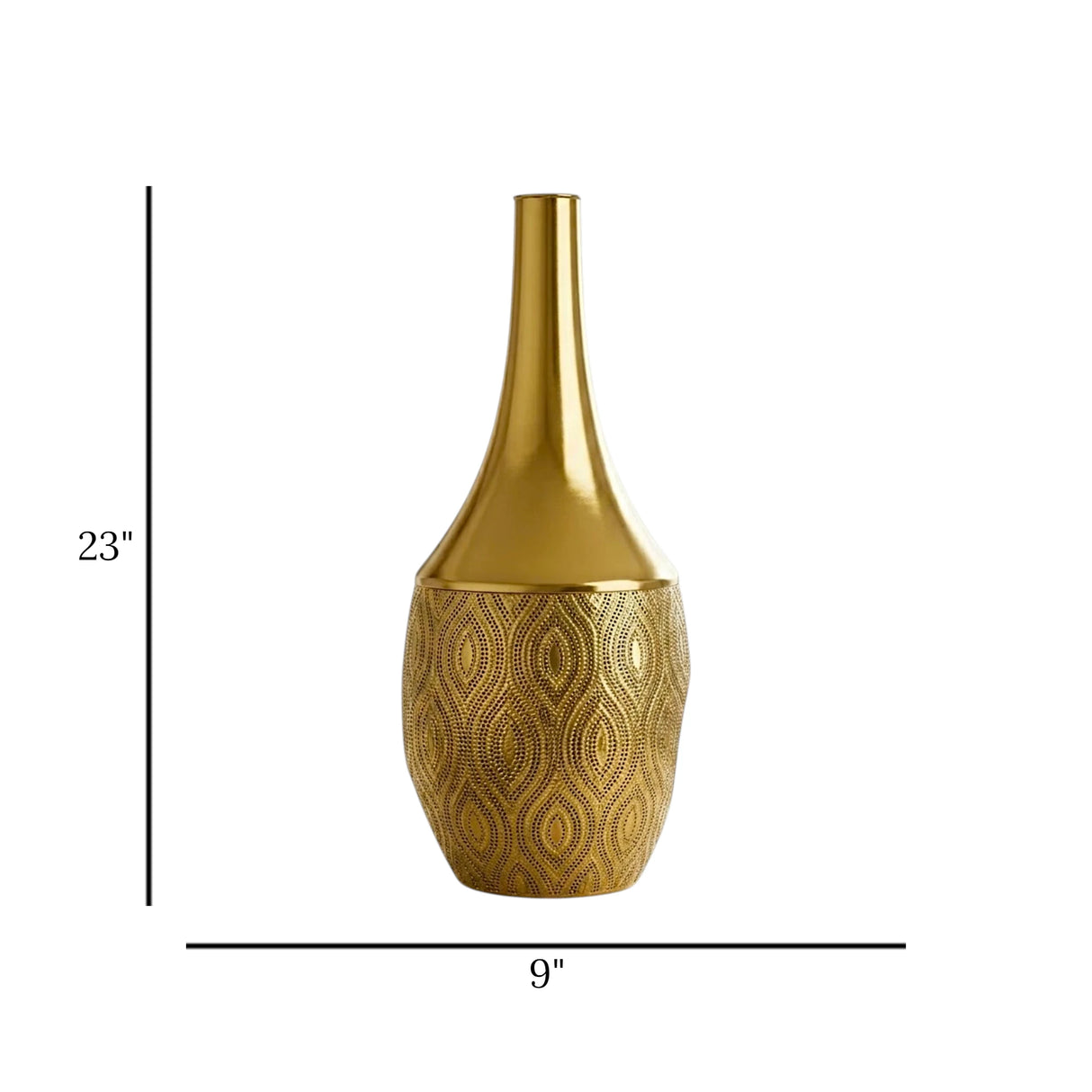 metal floor vase net golden medium 23"x9" china