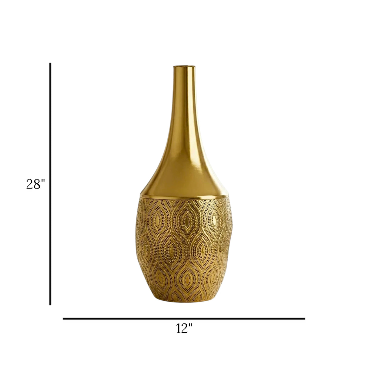 metal floor vase net golden large 28"x12" china
