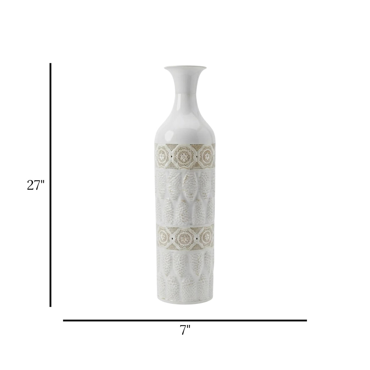 metal floor vase net flower white medium 27"x7" china