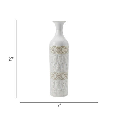 metal floor vase net flower white medium 27"x7" china