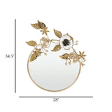 wall hanging mirror flower round golden & black 34.5''x28'' china