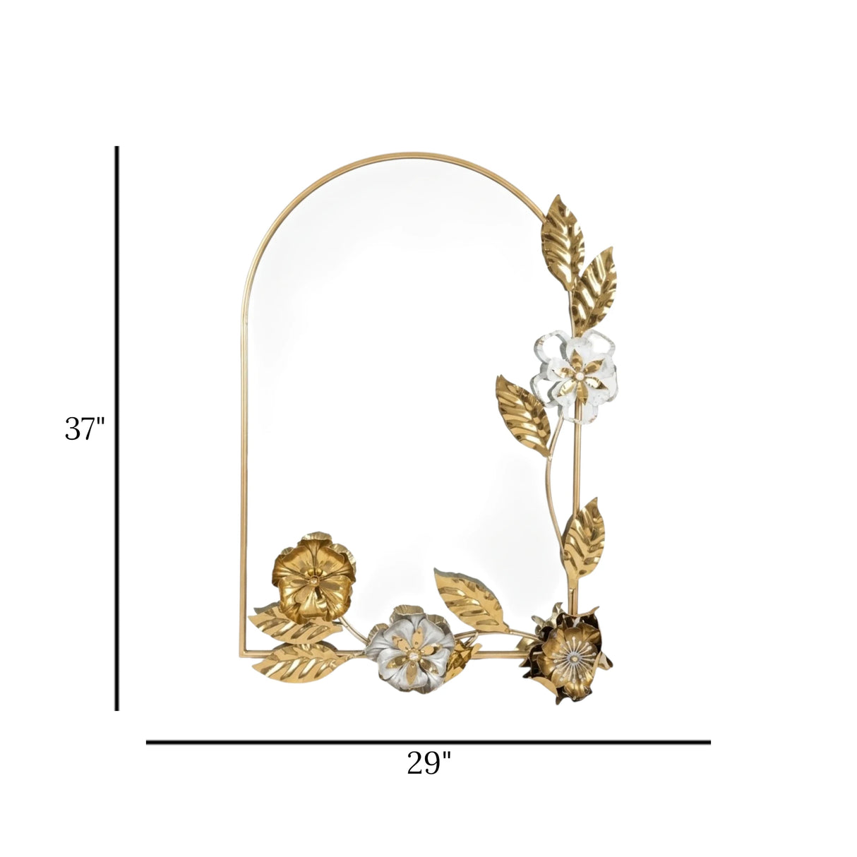 wall hanging mirror flower oval golden & white 37''x29'' china
