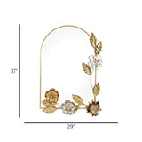 wall hanging mirror flower oval golden & white 37''x29'' china