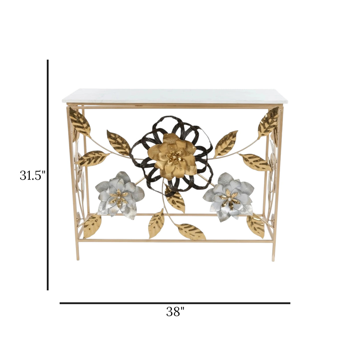 metal cansole table marble white flower 31.5''x38'' china