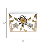 metal cansole table marble white flower 31.5''x38'' china