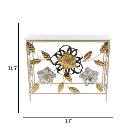 metal cansole table marble white flower 31.5''x38'' china