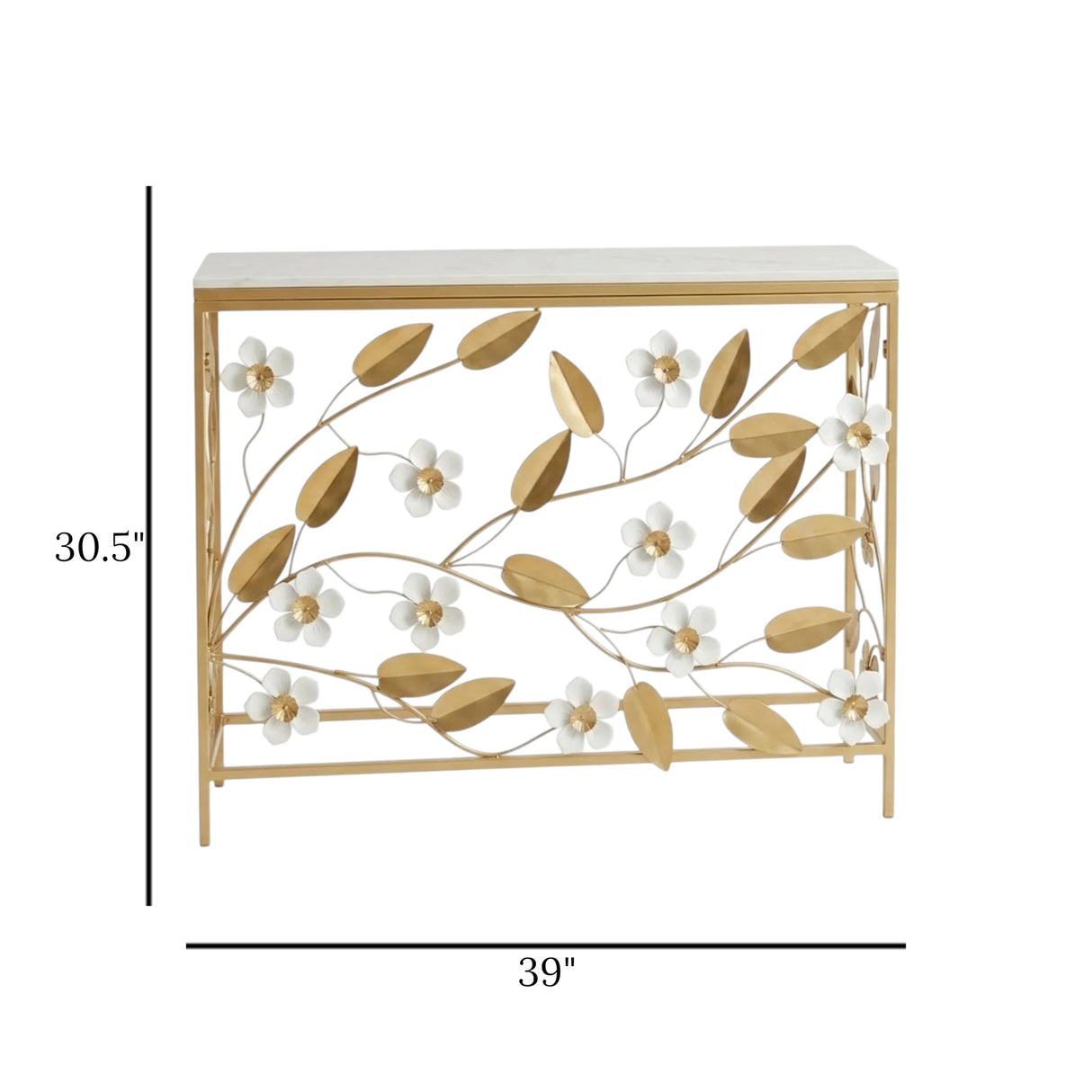 metal cansole table marble white flower 30.5''x39'' china