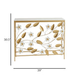 metal cansole table marble white flower 30.5''x39'' china