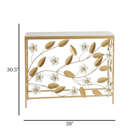 metal cansole table marble white flower 30.5''x39'' china