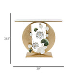 metal cansole table marble white flower round 31.5''x39'' china