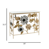 metal cansole table marble white flower 31.5''x38'' china