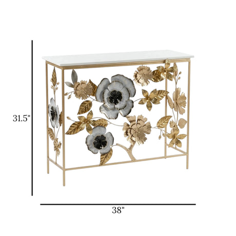 metal cansole table marble white flower 31.5''x38'' china