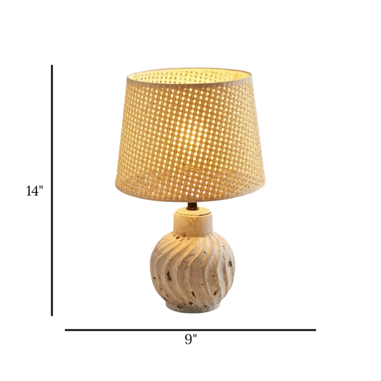 ceramic table lamp lines cream 14''x9'' china