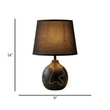 ceramic table lamp black 14"x9" china
