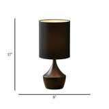 metal table lamp cylindrical black 17''x8'' china
