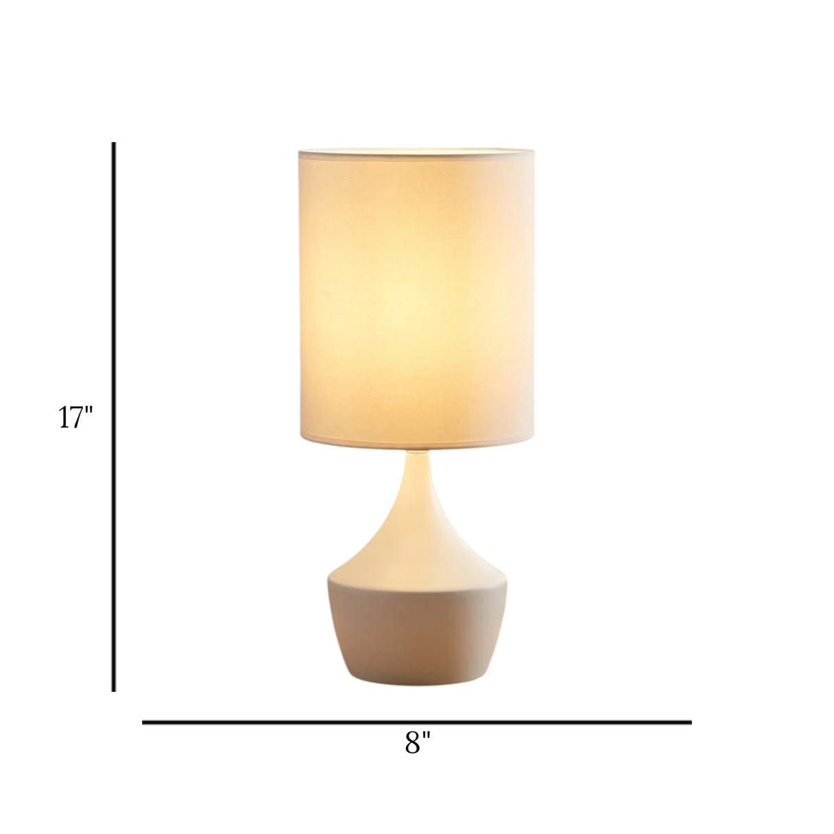 metal table lamp cylindrical white 17''x8'' china
