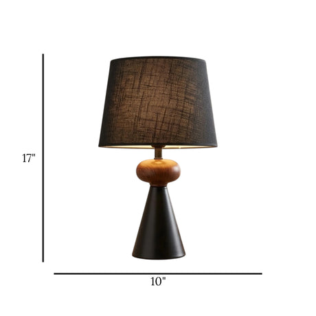 metal table lamp wood ring cone black 17"x10" china