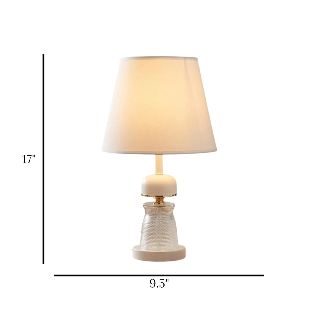 table lamp glass white 17''x9.5'' china