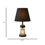metal table lamp glass black 17''x9.5'' china