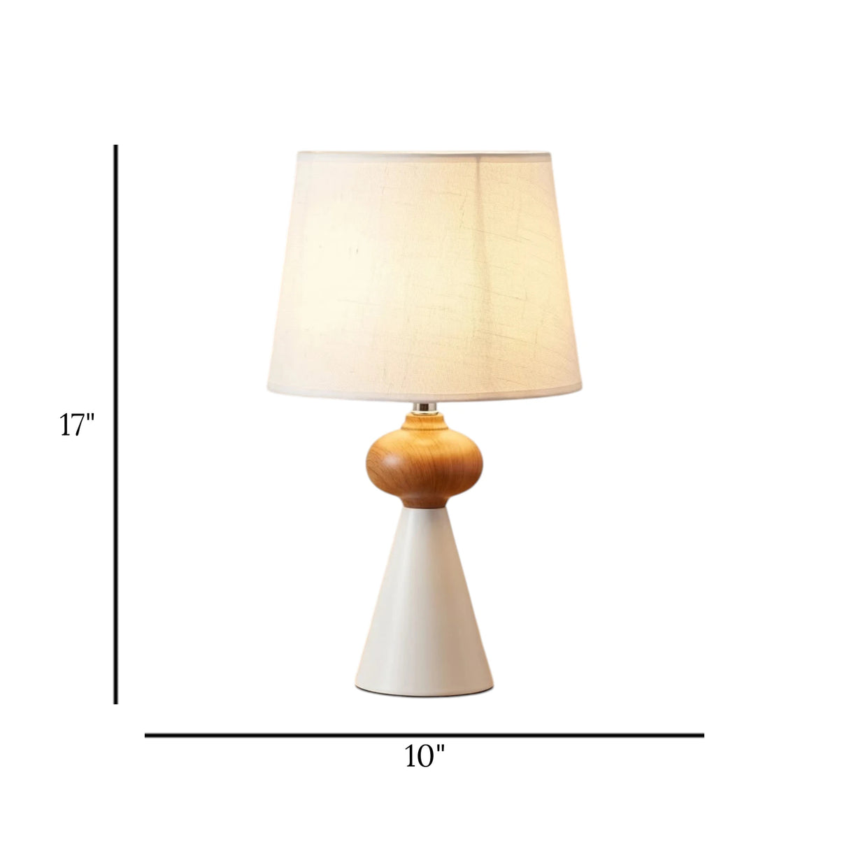 metal table lamp wood ring cone white 17"x10" china