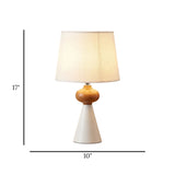 metal table lamp wood ring cone white 17"x10" china
