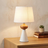 metal table lamp wood ring cone white 17"x10" china