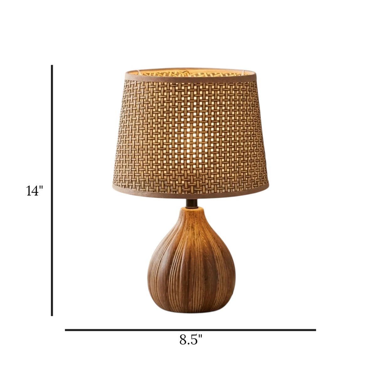 ceramic table lamp lines brown 14''x8.5'' china