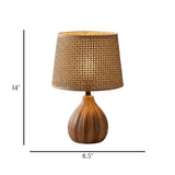 ceramic table lamp lines brown 14''x8.5'' china