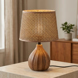 ceramic table lamp lines brown 14''x8.5'' china