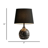 ceramic table lamp black 14"x9" china