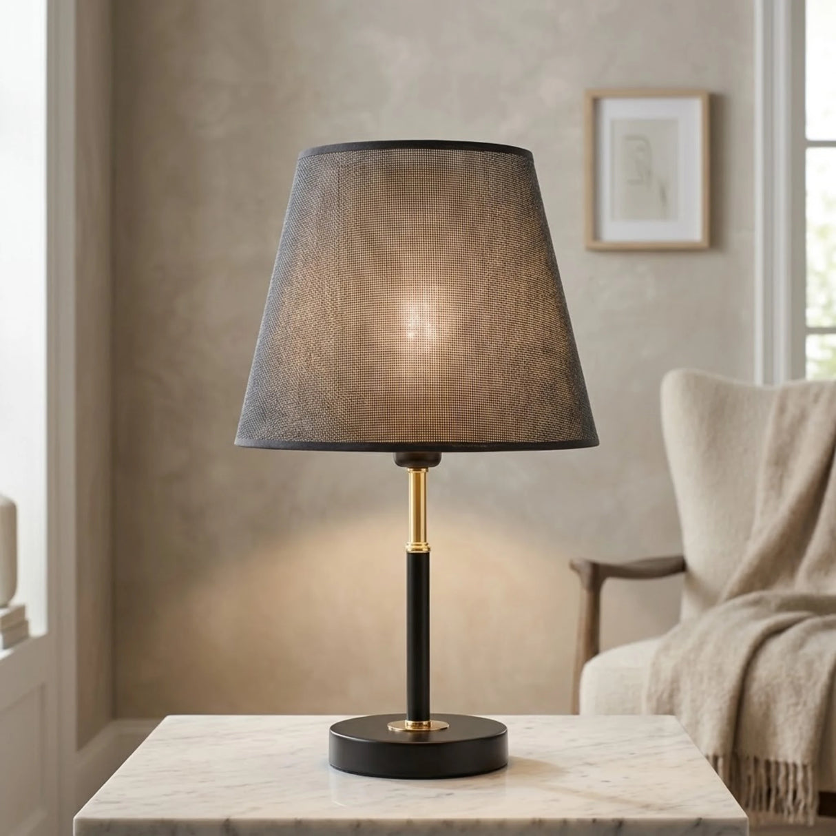 metal table lamp black 16"x10" china