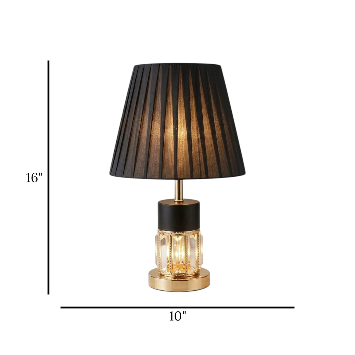 metal table lamp acrylic black & golden 16''x10'' china