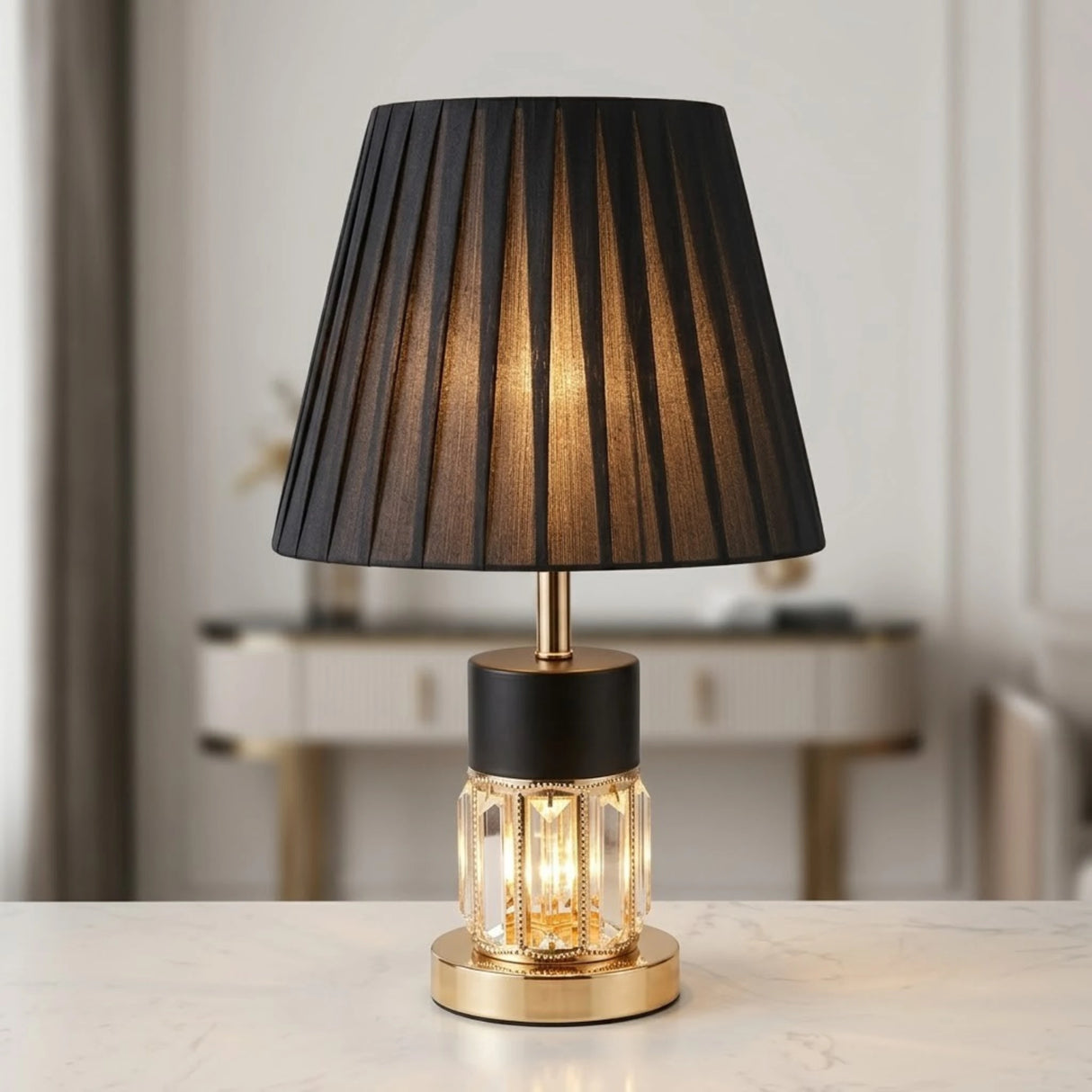 metal table lamp acrylic black & golden 16''x10'' china