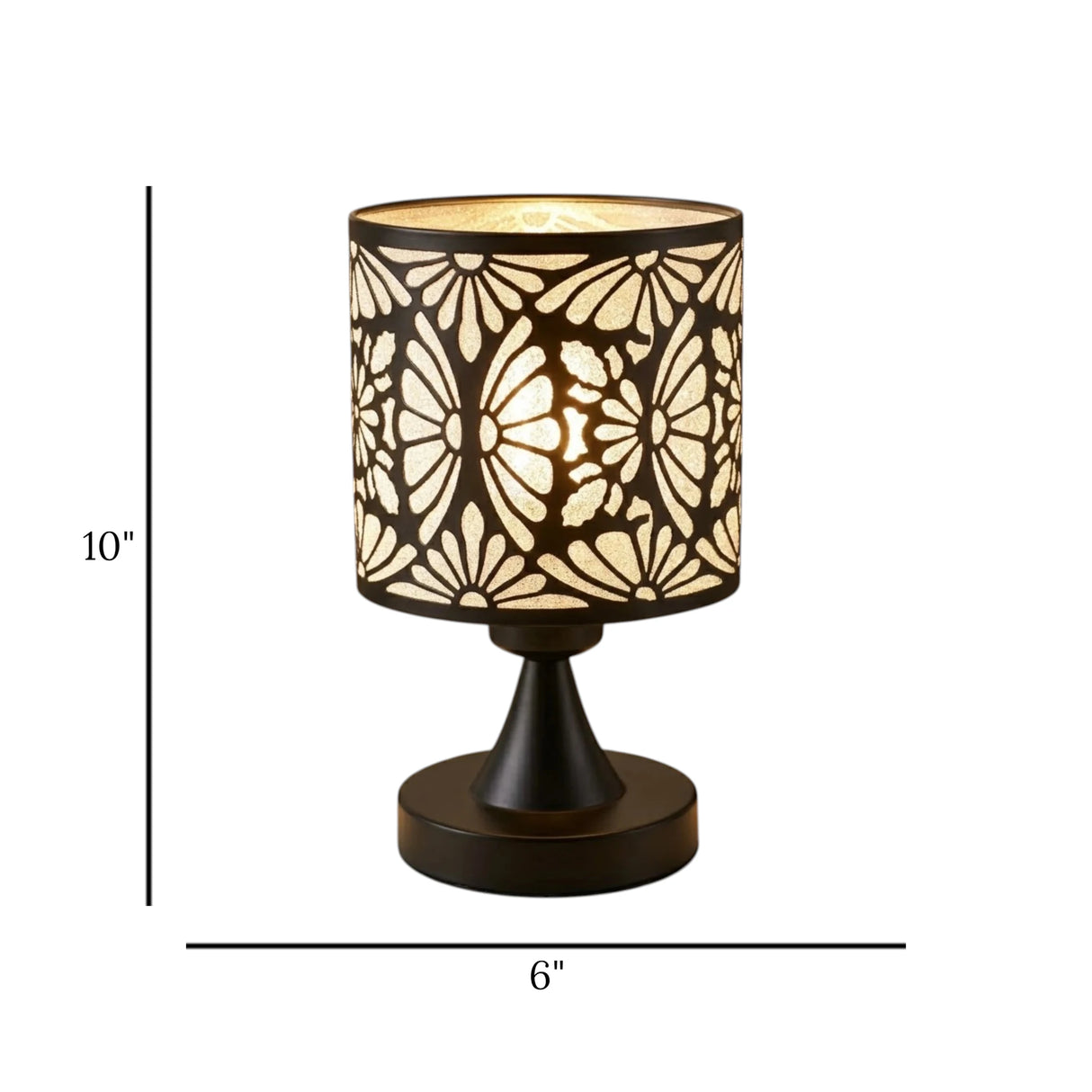 metal table lamp flower black 10''x6'' china