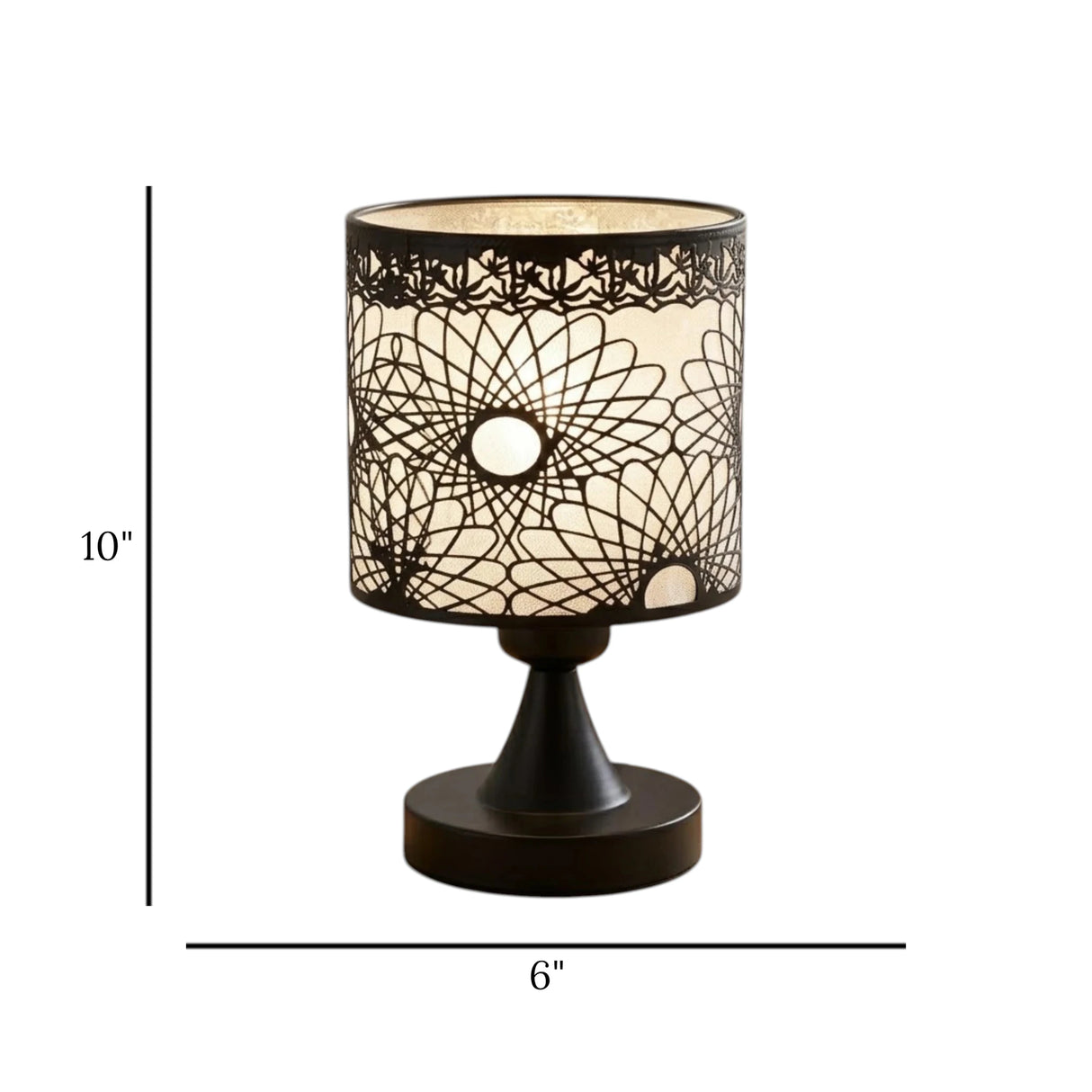 metal table lamp hollow black 10"x6" china
