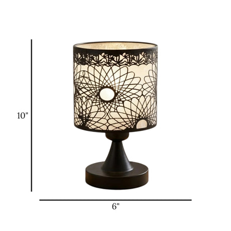metal table lamp hollow black 10"x6" china
