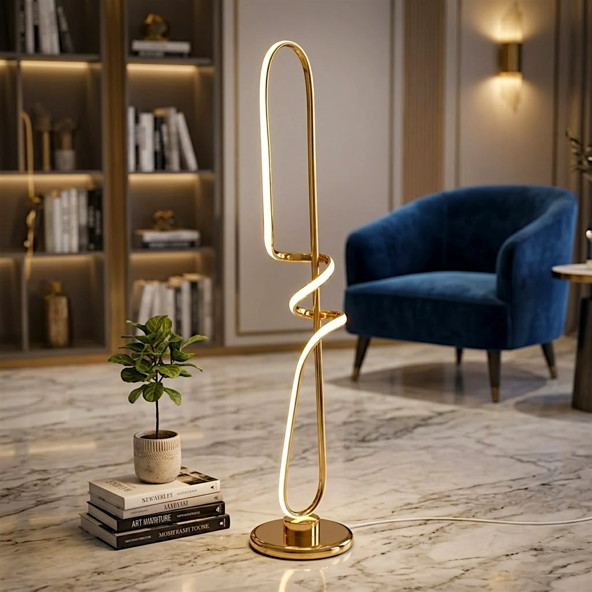 led floor lamp spiral golden 54''x10'' china