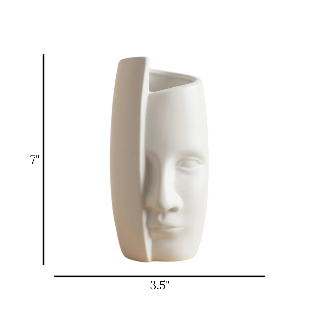 ceramic vase face sculpture white small 7"x3.5" china