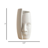 ceramic vase face sculpture white small 7"x3.5" china