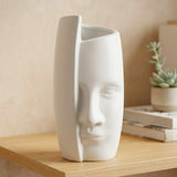 ceramic vase face sculpture white small 7"x3.5" china