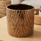 ceramic vase wavy lines texture bronze 5"x5" china