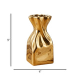 ceramic vase twisted bag shaped golden 9"x4" china