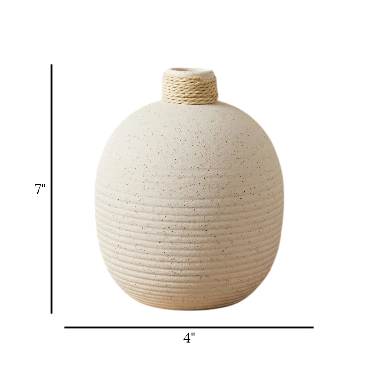 ceramic vase ribbed lines white 7''x4'' china