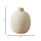 ceramic vase ribbed lines white 7''x4'' china
