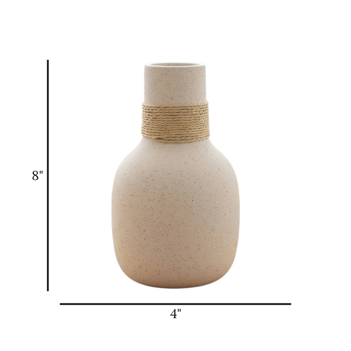 ceramic vase rope wrapped white 8''x4'' china