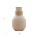 ceramic vase rope wrapped white 8''x4'' china